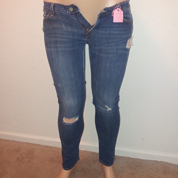SOLD • Levi's • y2k denim blue jeans distressed too superlow skinny fit [15] - Picture 2 of 9